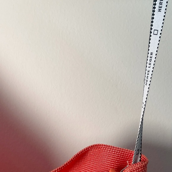 Herve Leger Peach One Shoulder Monostrap Bodycon Bandage Dress (M) - Picture 5 of 5